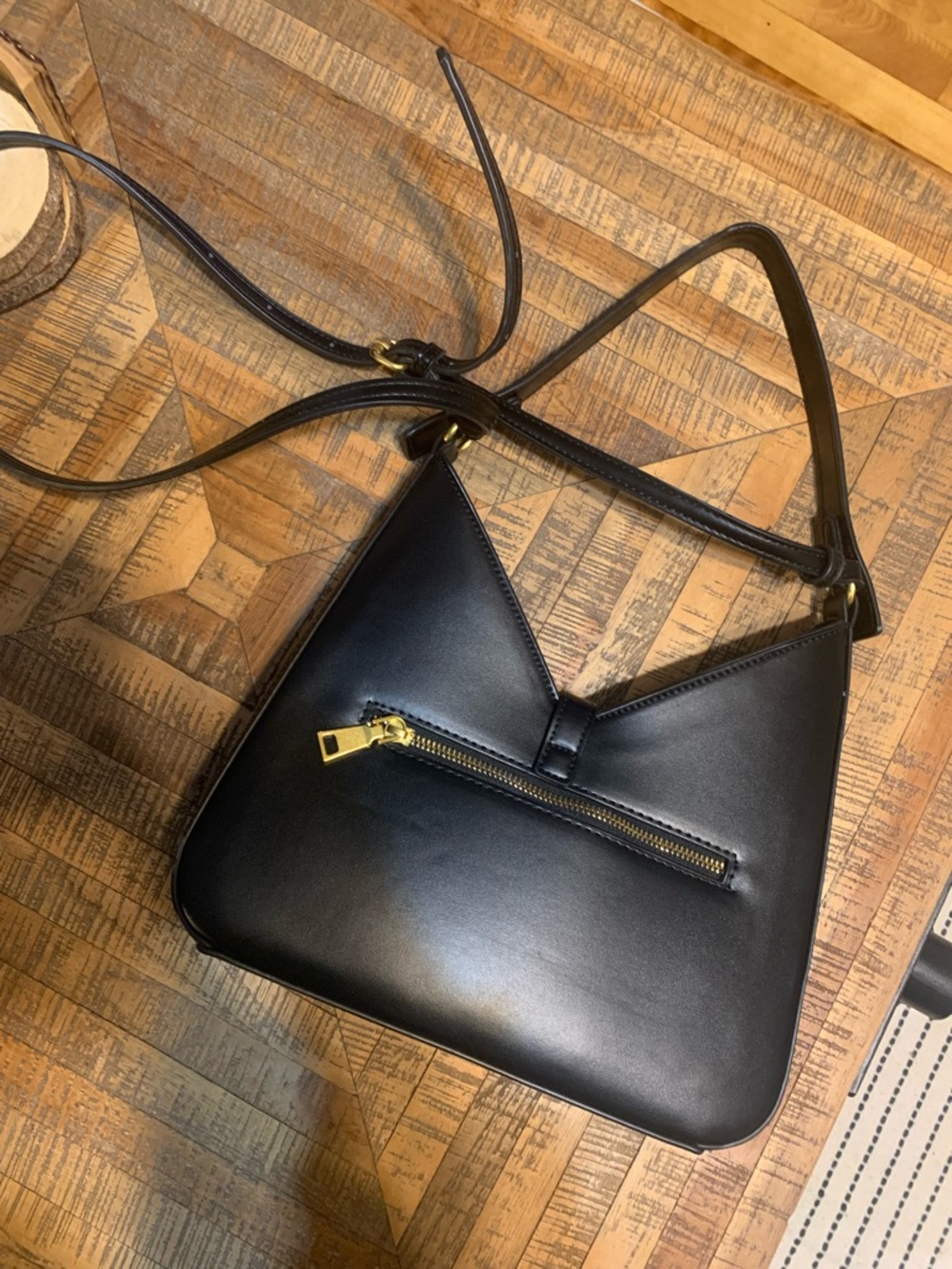 Miztique Black Faux Leather Shoulder Bag with Gold Accent - Picture 9 of 11